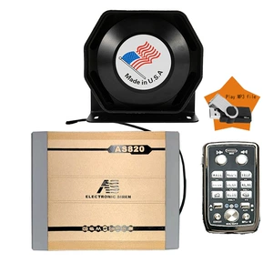 Car-mounted wireless MP3 siren and voice amplifier, 12V high-power alarm with high-pitched speaker AS820P5 + octagonal horn