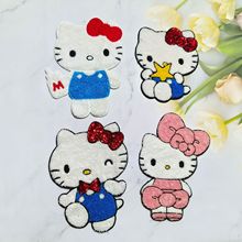 厂家直销现货电脑绣花大号卡通KT猫布贴服装辅料编织篮子diy贴布