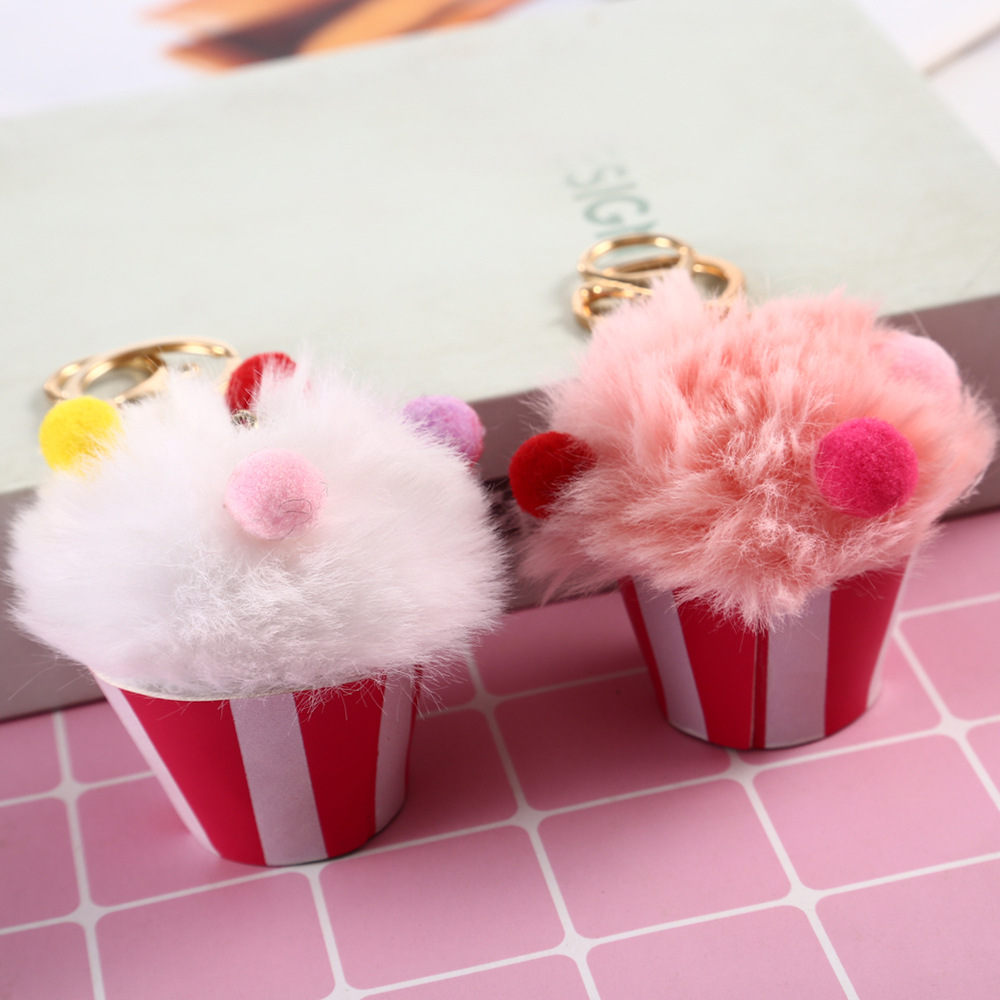 Fashion Ice Cream Alloy Plush Bag Pendant Keychain 1 Piece display picture 4