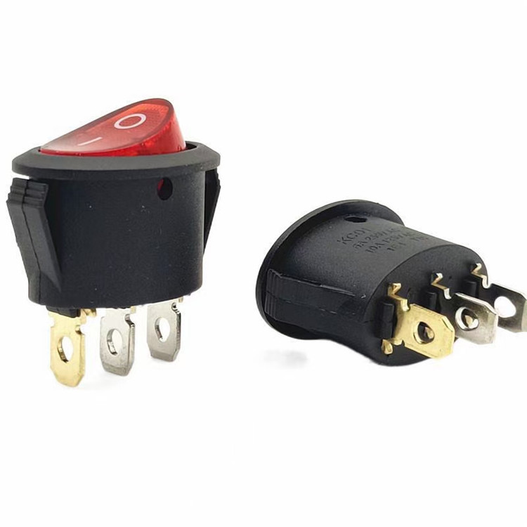 船型开关椭圆形电源开关 红色3脚2档KCD1-115 KCD9-1013脚2档带灯