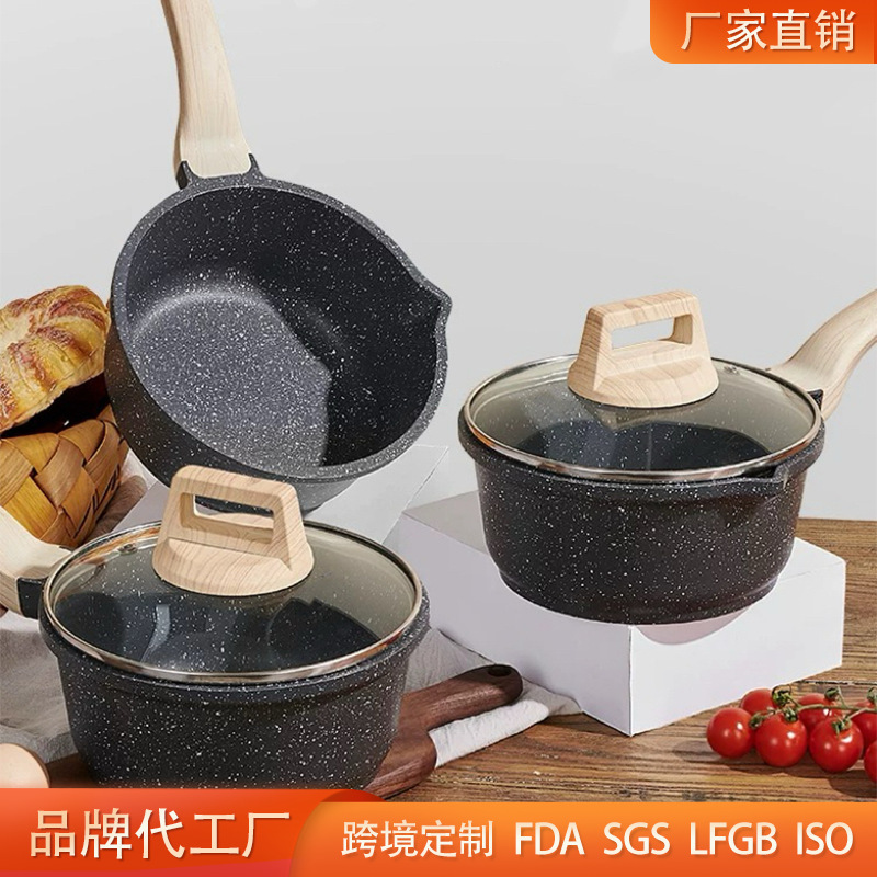 Tres piezas de paneles británicos transfronterizos caseros de arroz de arroz de piedra antiadherente, paneles de leche, paneles de cocción electromagnéticos, suplementos para bebés