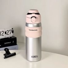 2024新款保温杯女生高颜值学生吸管杯不锈钢水杯便携双饮杯子工厂