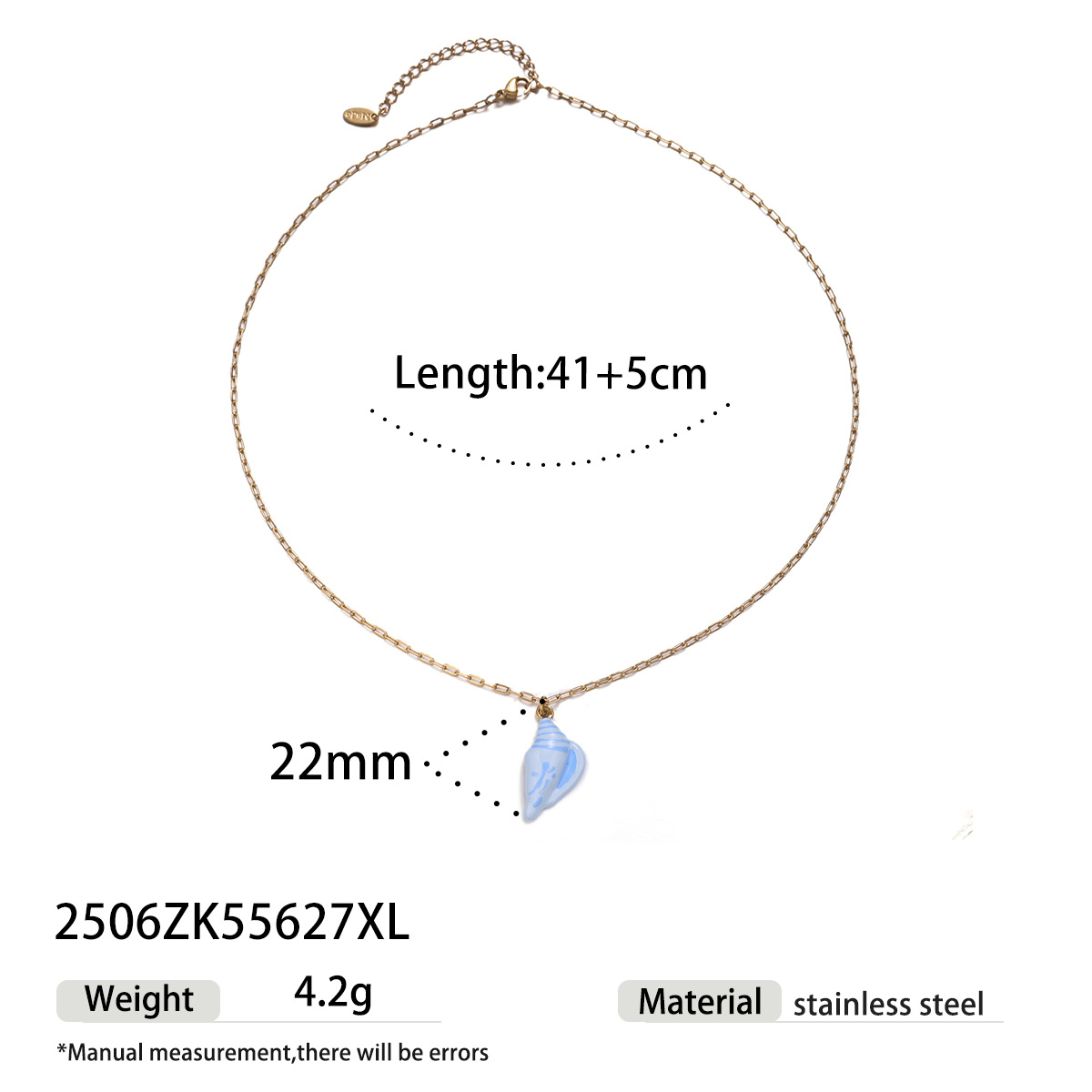 Collar de acero inoxidable de lujo ligero de alta calidad conchas de playa hechas a mano collar de colgante de goteo de aceite joyería transfronteriza image 9