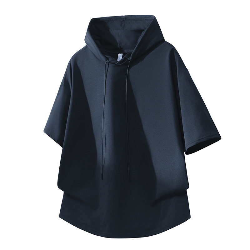 Outdoor Mountaineering Men's Hooded T-Shirt Summer Ice Silk Quick-Drying Thin Sports Casual Top Loose, Breathable and Versatile