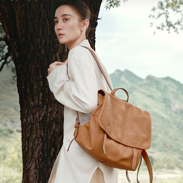 Qiu Zhen Messenger Backpack Horizontal Style Vegetable-Tanned Sheepskin Large Capacity Unisex Casual Backpack New Model Qiu Zhen Messenger Backpack Horizontal Style Vegetable-Tanned Sheepskin Large Capacity Unisex Casual Backpack New Model