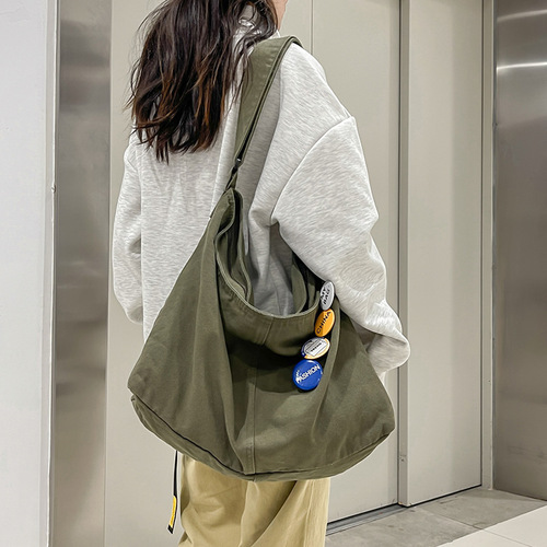 Crossbody Bag for Women, University Students, Class Bag, Dual-Purpose, Instagram Style, Japanese Style, Large Capacity, Raoying Canvas Bag, Single Strap Bag