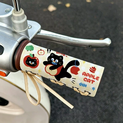 electric scooters, cute, Handlehold cover - apple-black-cat-color-pattern