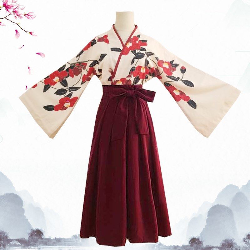 Daily Improvement Hanfu Han Elements Retro Set Ancient Style Kimono Cute Fresh Soft Girl Long Dress 