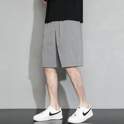 Summer Casual Shorts Men's Ins Brand Solid Color Simple Color Matching Splicing Loose Straight Tube Drooping Five-Finger Sports Pants 