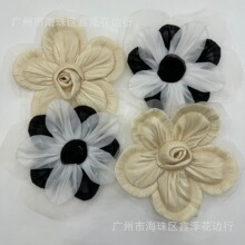 新款立体手工大花 五叶玫大花个 黑白相间花个 泳衣花朵 服装配饰