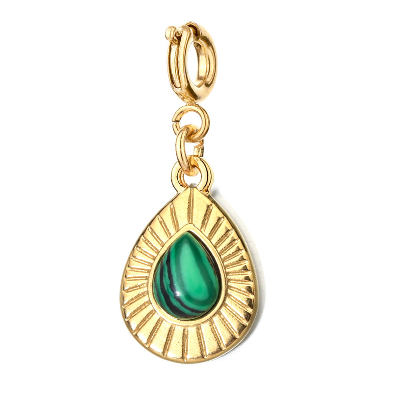 4g Weight Pendant Jewelry Making Type Natural Stone, Malachite, December Birthstone Turquoise Inlay Material 1 Piece Quantity Daily Occasion 304 Stainless Steel Material Water Droplets Pattern 2025 Spring and Summer Season Children Unisex Gender Plating Design Vintage Style, Classic Style Style Wholesale Jewelry Vintage Style Classic Style Water Droplets 304 Stainless Steel Natural Stone Malachite Turquoise Plating 12