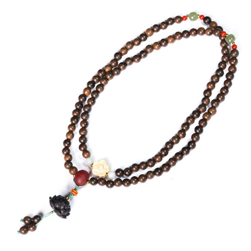Pengsen wholesale tiger skin agarwood multi-circle bracelet lotus pendant women's summer ethnic style retro hand jewelry