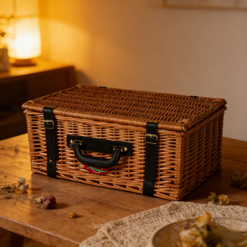 Cestas de regalo de alta calidad retro tejidas a mano canasta de regalo de Navidad canasta de picnic de sauce canasta vacía canasta de basura