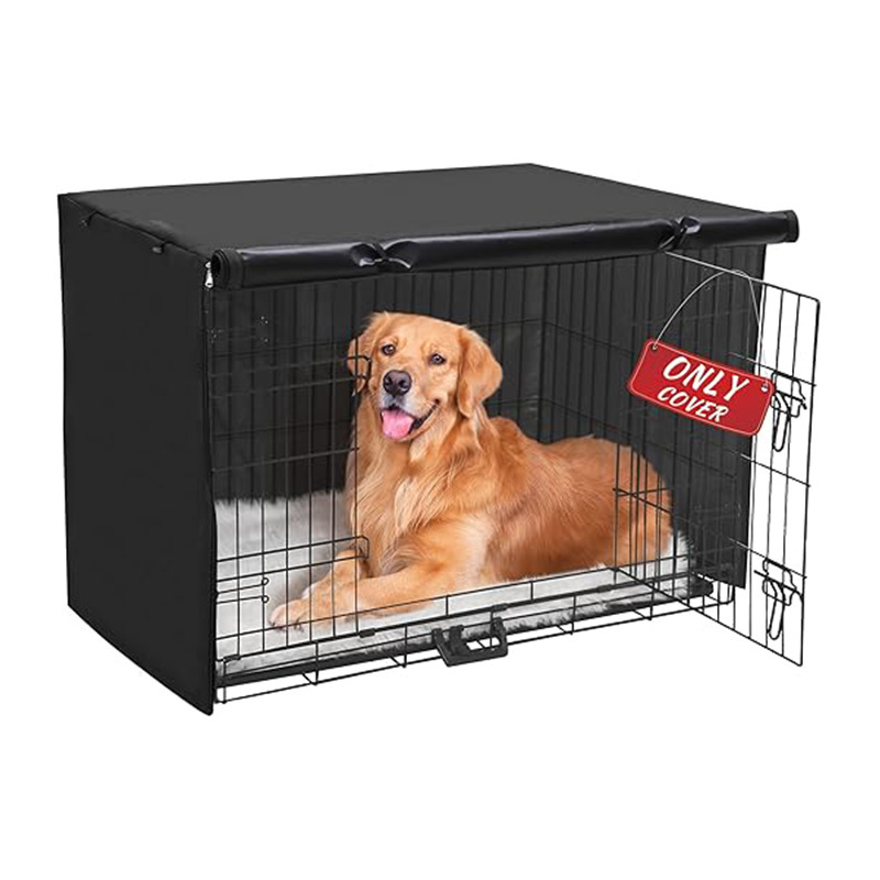 Oxford Cloth Dustproof and Light-Blocking Cover for Dog Cages, Windproof, Warm and Rainproof Outer Cover for Pet Cages, Roll-Up Door Dog Cage Cover