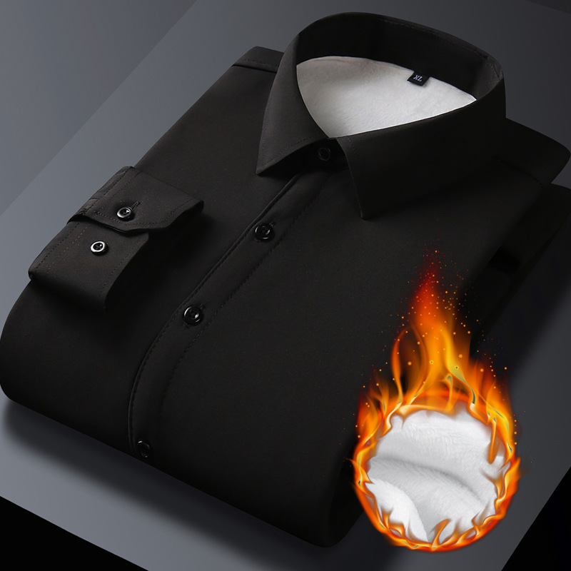 冬の新型男性にベルベットをつけて長袖職業保温シャツ男性式ビジネスカジュアルシャツメーカー卸売り