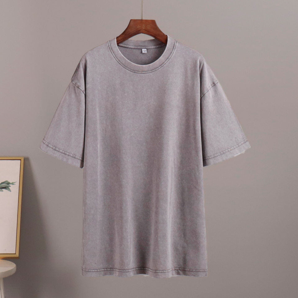 Áo thun nam tay ngắn cổ tròn cotton giặt mềm phong cách Âu Mỹ — Màu cà phê, Màu mơ, Màu tím, Màu xanh lam chi tiết 8