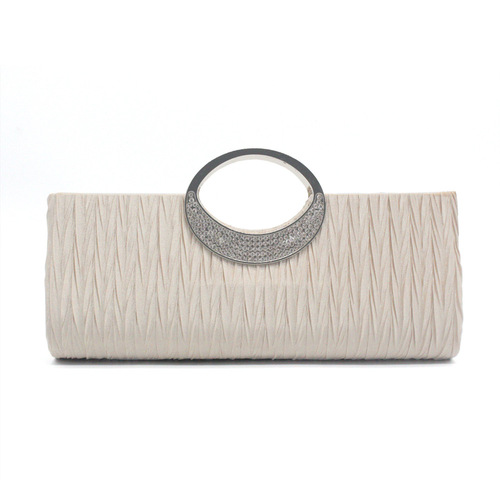 New hardware handle with rhinestone pleats, fashionable and classic women's bag, evening bag, evening bag