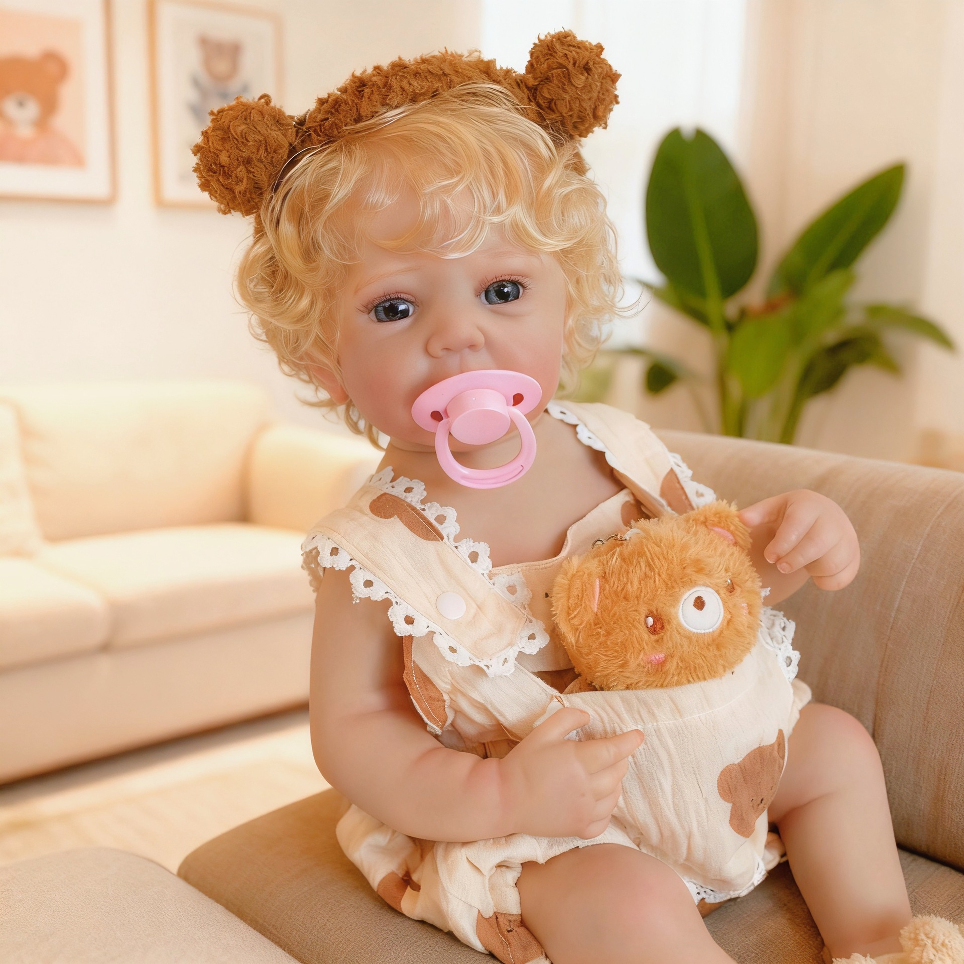 19 pulgadas Bear Harness Harness Ward simulación de muñeca renacida para acompañar a los niños regalos de cumpleaños de vacaciones