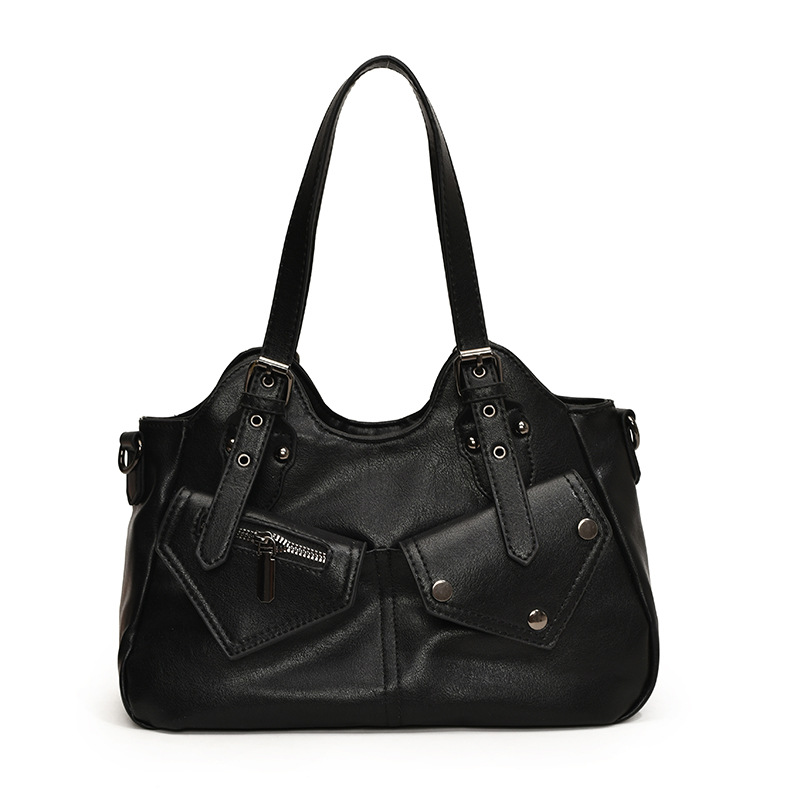 2024 transfronterizo retro Europa y América de gran capacidad bolso de hombro nuevo bolso de mochila empalmado bolso de mujer simple bolso de remaches bolso de mujer