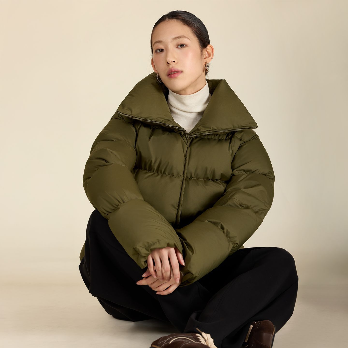 2025新款冬季双面穿羽绒服女轻薄白鸭绒立领一衣多搭通勤百搭外套