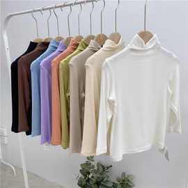 包邮儿童半高领莫代尔打底衫春季薄款长袖t恤男童女童宝宝纯色上