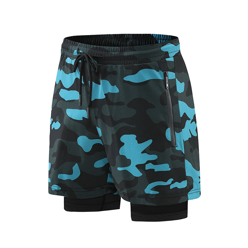 2022 nuevos pantalones deportivos falsos de dos piezas de verano para hombres de secado rápido transpirable de doble capa anti-exposición correr pantalones cortos de fitness hombres