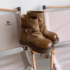 【梵芙娜】厚底时装靴短靴内增高2025秋季新款女士韩版百搭中筒靴