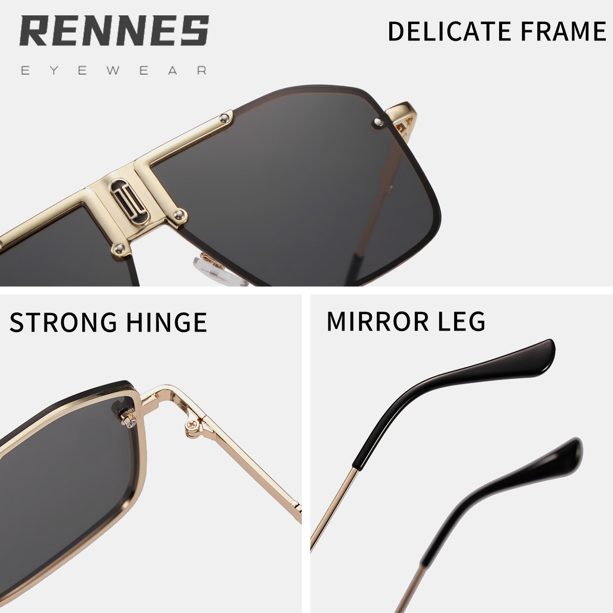 2021 nueva moda marco grande gafas de sol calle tiro personalidad tendencia metal gafas de sol caja cuadrada gafas de sol 2574