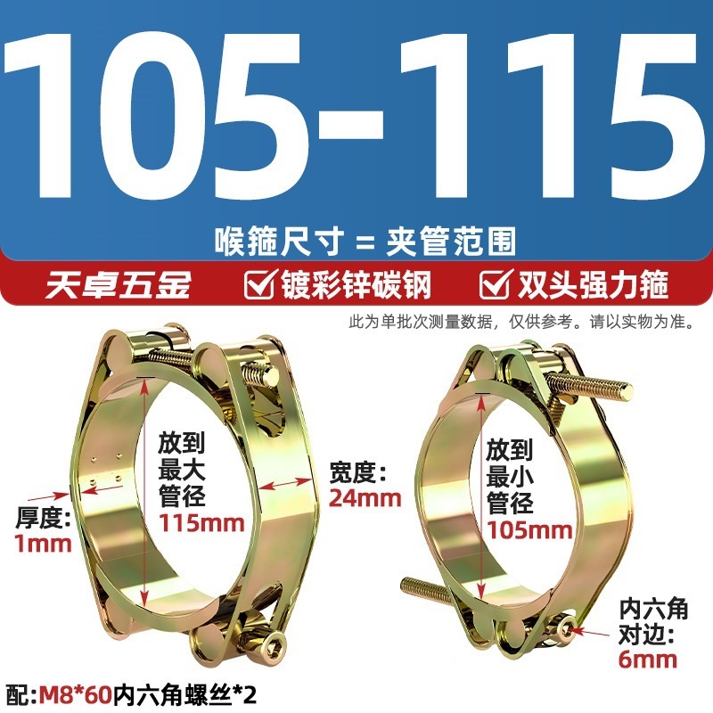 欧式铁镀锌双头强力卡箍喉箍双层高压加强型橡胶管夹重型卡扣抱箍|undefined