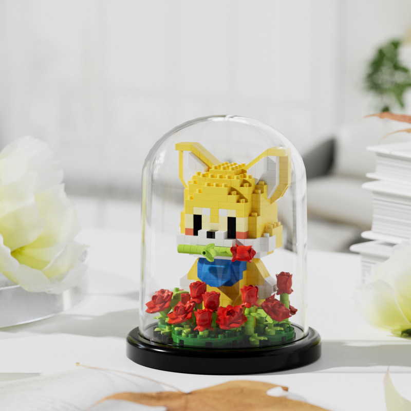 Compatible con la red alta cactus plantas suculentas escritorio decoración creativa para niños niñas ensamblaje juguetes bloques de construcción