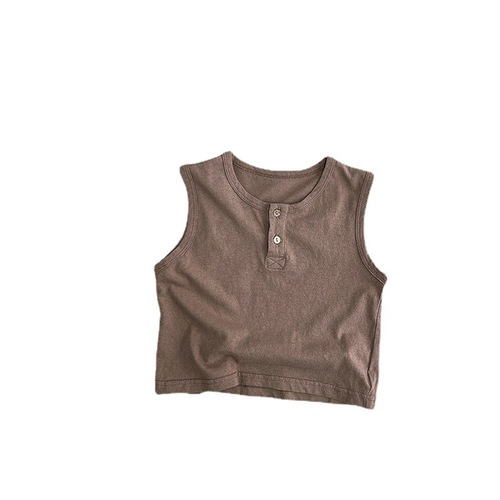 Good for daily wear~Baby vest 2024 summer Korean style sleeveless T-shirt tops for boys and girls, children's forest style children's clothing trend