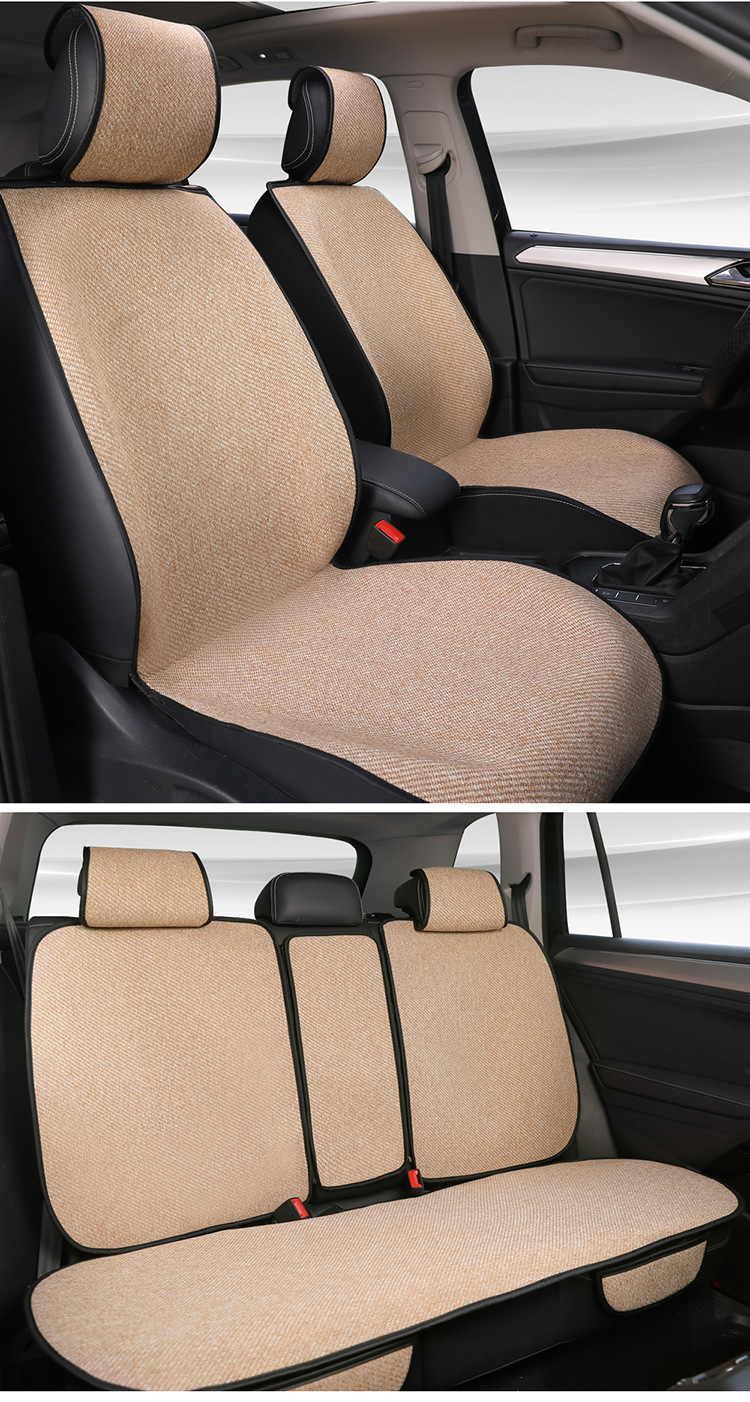Car Seat Cushion, Universal for All Seasons, Linen Air Layer, Breathable, Non-Slip, Semi-Enclosed Seat Cover, Summer Half-Enclosed Cushion