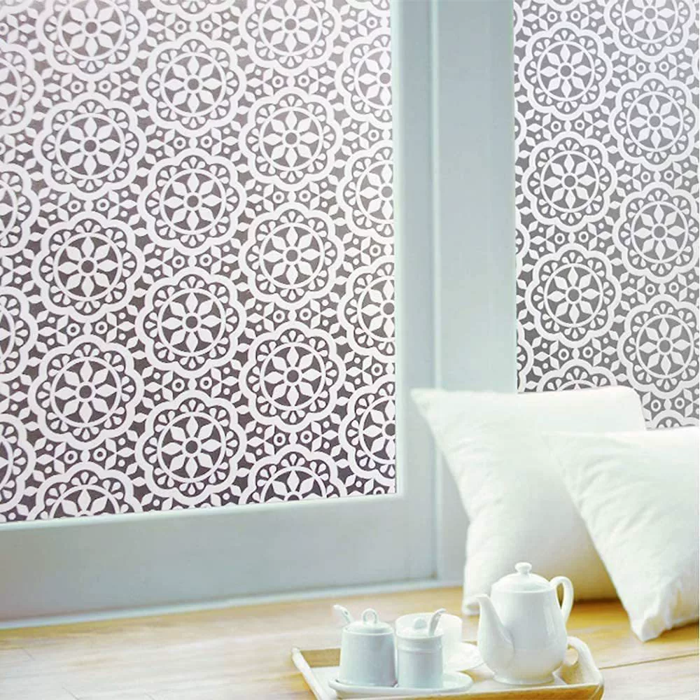 Non-прилипатель ПЭТ Электростатическая стеклянная пленка мечта круглый цветок стекло окна Съемная Электростатическая пленка оптом