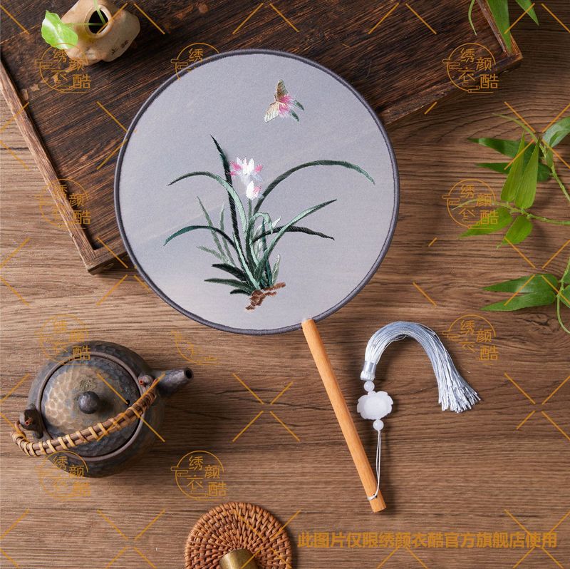 蘇州刺繍古典舞扇 刺繍両面扇子 舞踊漢服 中国風工芸扇 工場直販|undefined