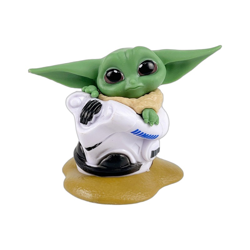 6 transfronterizos baby yoda yoda muñecas de oficina de mano juguetes de escritorio de automóviles Star Wars caja ciega