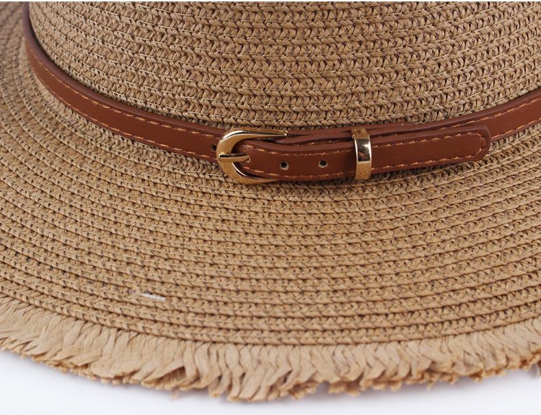 2425g Weight Straw Hat Hats Type Outdoor Occasion Pu Leather, Straw Material Solid Color Pattern Summer Season Unisex Gender Simple Style Style Unisex Simple Style Solid Color Straw Hat