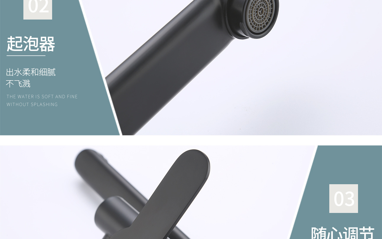 SUS304 stainless steel black wall-mounted extended spout rotatable double-hole cold and hot mixed faucet for balcony, kitchen and bathroom undefined