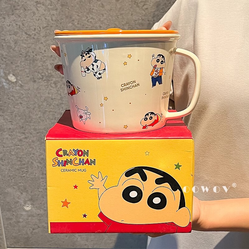 クレヨンしんちゃんセラミックインスタントラーメンボウル蓋とハンドル付き家庭用2025新しい高見え大型スープボウル誕生日ギフト|undefined