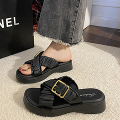 外貿2024新款拖鞋女款夏季外穿厚底防滑時尚搭扣涼拖女鞋跨境