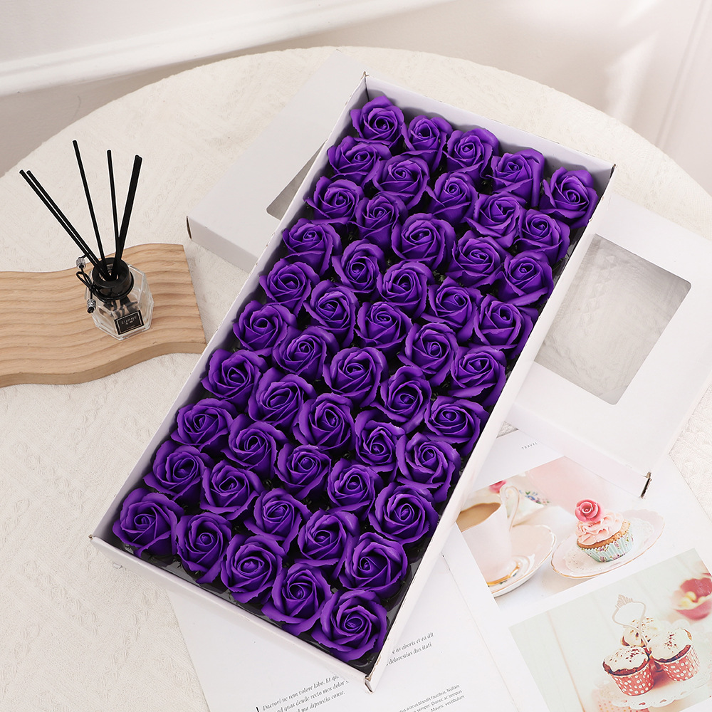 Nuevo 520 Día de San Valentín tres capas rosa flor eterna cabeza colorida jabón flor caja de regalo ramo flor tienda suministros al por mayor