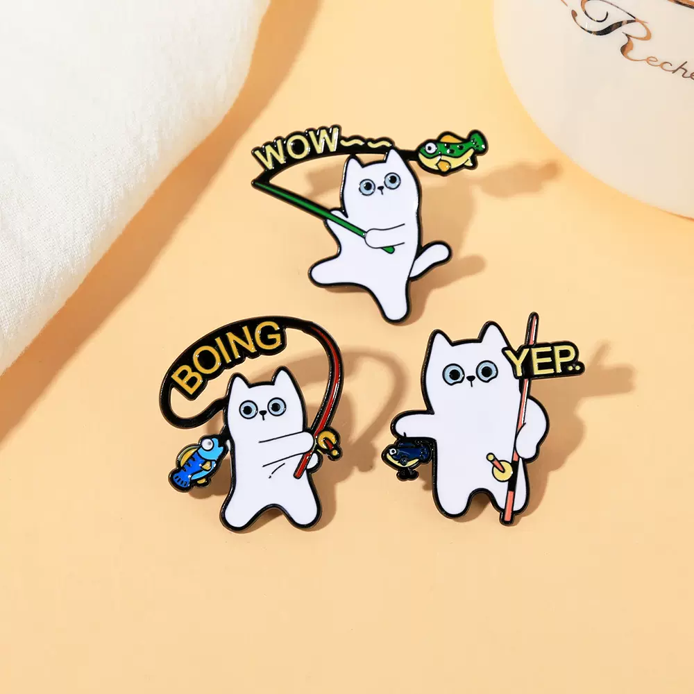 卡通音乐猫咪徽章卡通乐队白猫胸针个性金属背包装饰品配饰情侣胸