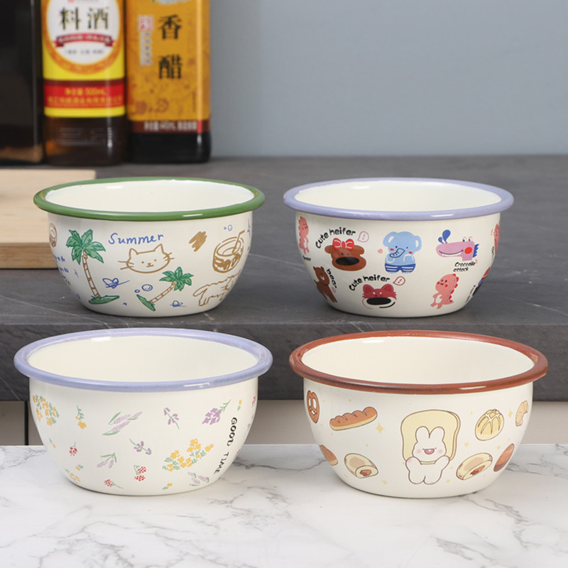 New Product Enamel Pure Blue Sky Blue Enamel Bowl Rice Bowl Soup Pot Baking Plate Rice Plate Oven