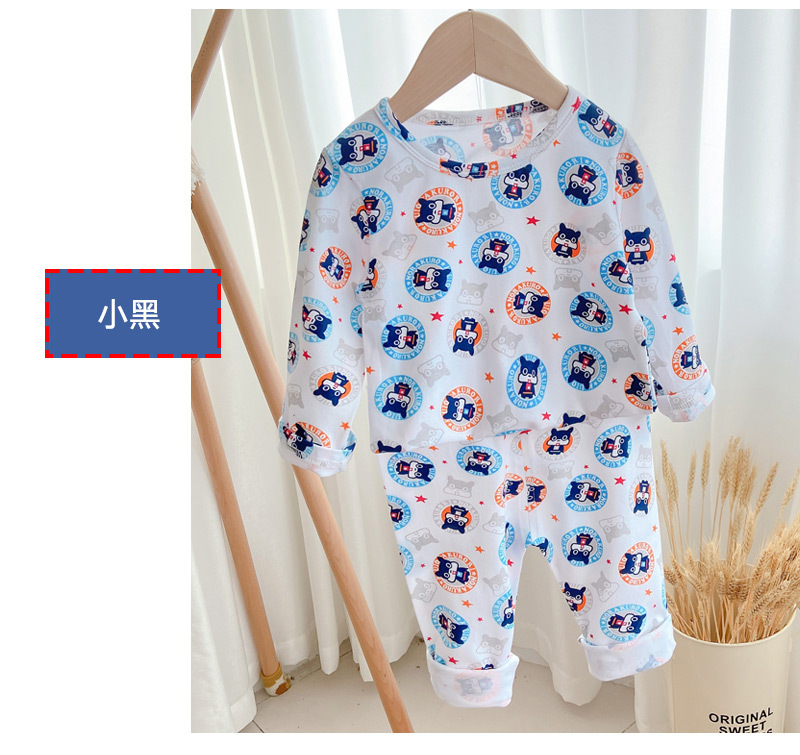 Traje de ropa interior de algodón de lycra para niños 1-3 años 4 primavera y verano Mujer infantil de manga larga homewear pijamas para niños
