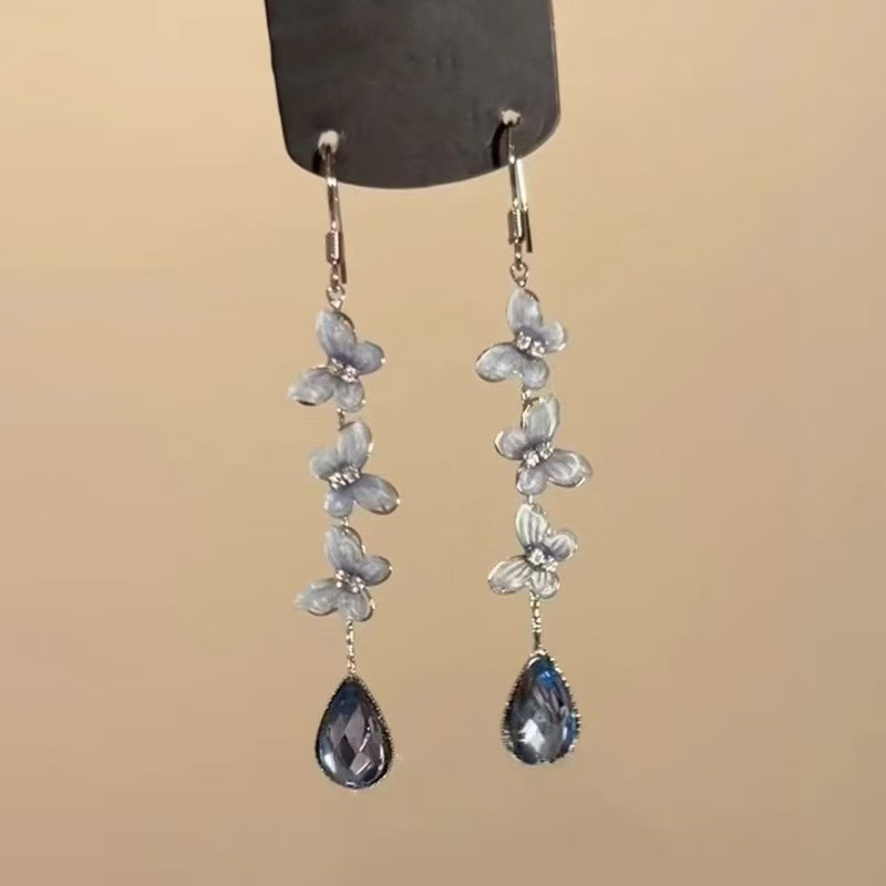 Pendientes de flores de color dopamina Pendientes dulces y frescos de primavera y verano Pendientes pequeños y elegantes de alta gama para mujer