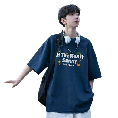 Wholesale short-sleeved T-shirt men's summer thin crew neck versatile casual 2025 new trendy brand loose Hong Kong style half sleeve T-shirt