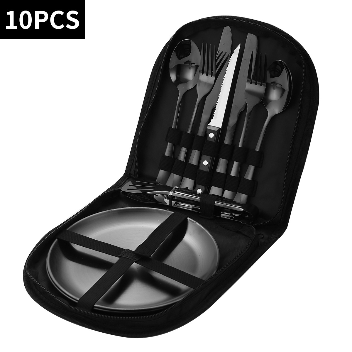 둥근 검정색 가방 10종 세트 [검은색 식기]