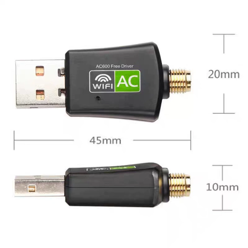 USB беспроводная сетевая карта без драйверов, 5G двухдиапазонная 600M для настольного и портативного ПК, приёмник Wi‑Fi AC