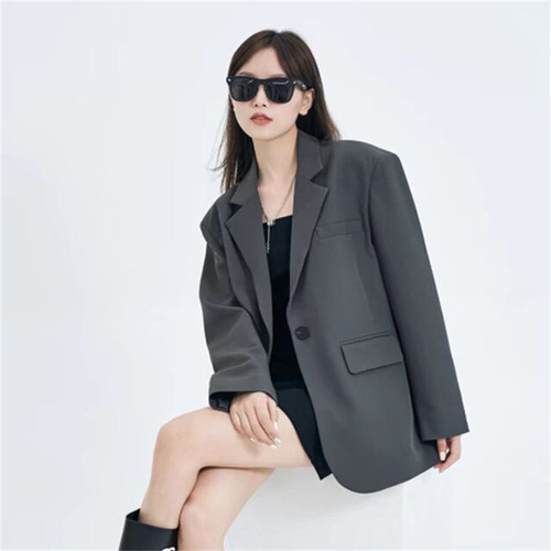 Women's Loose Fit Leisure Suit Jacket 2025 Autumn Stylish Commuting Streetwear Blazer Top