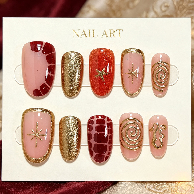 30 pieces of retro French-style press-on nails with gold lines, tortoiseshell patterns, six-pointed stars, and swirl designs – elegant, fashionable, and in the trendy Instagram style 30 pieces of retro French-style press-on nails with gold lines, tortoiseshell patterns, six-pointed stars, and swirl designs – elegant, fashionable, and in the trendy Instagram style