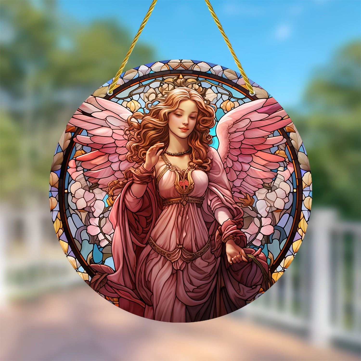 Decoración creativa transfronteriza acrílica disco plano colgar princesa de cuento de hadas belleza figura de captura de sol ventana decoración porche